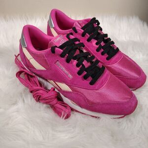 Reebok Classic Pink Leather & Sparkles 6.5Y/8W Shoes